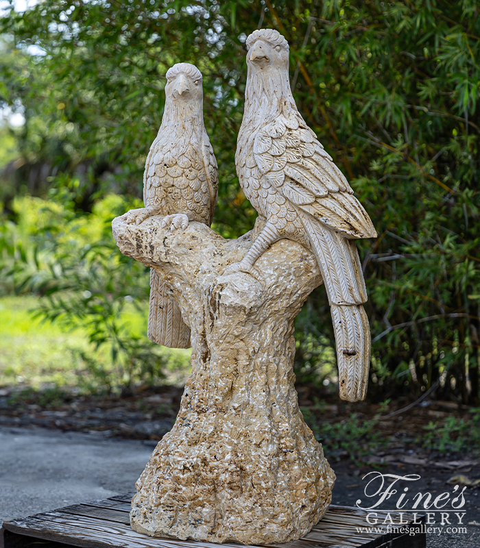 Marble Statues  - Solid Stone Hawks Sculpture - MS-1346